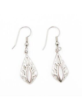 Vintage Navajo Ted Ott Mother of Pearl Dangle Earrings Sterling Silver